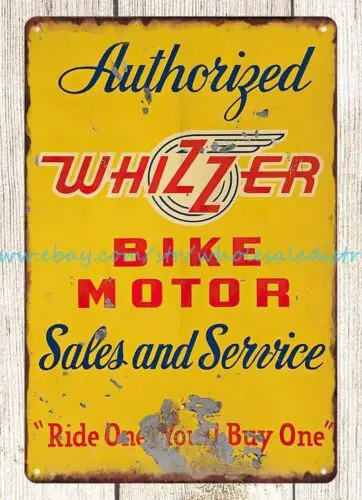 Белый велосипед и мотор металлический жестяной знак Ностальгический постер