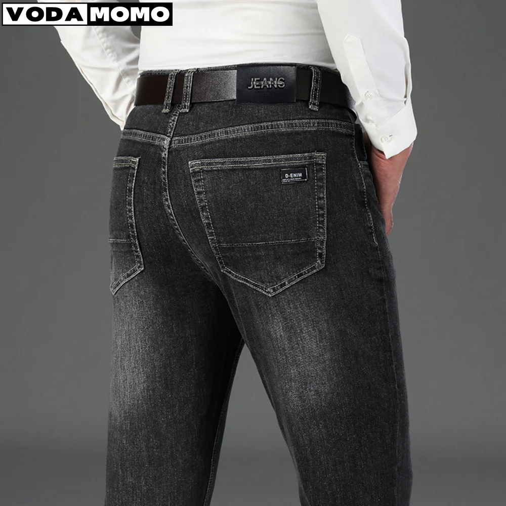 

Новинка весна-осень 2023, одежда для молодежи, мужские узкие прямые джинсы, Простые Модные мужские хлопковые эластичные ностальгические джинсы