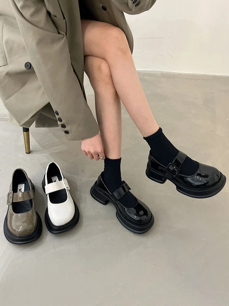 

Туфли-оксфорды женские на низком каблуке, Классические Кожаные Туфли, платформа, криперы, резиновая подошва, в стиле ретро, Мэри Джейн, базовые, осень