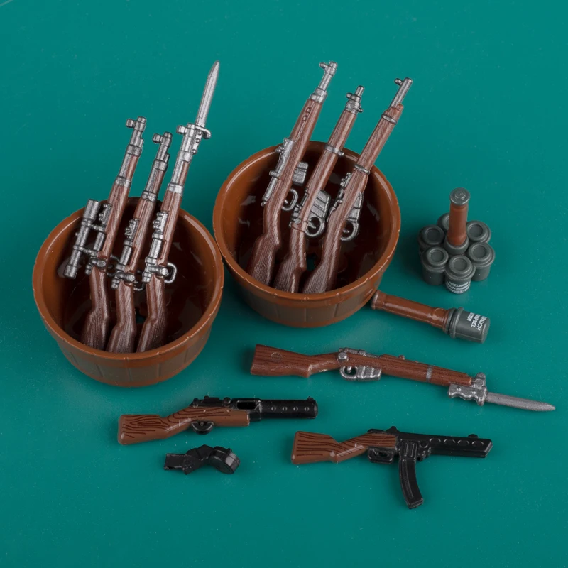 Армейское оружие из дерева "Wood Grain Guns", строительные блоки 98k PPSH, фигурки полицейских сил SWAT, аксессуары винтовки, кирпичи игрушек в подарок детям.