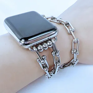 Men Women Metal Strap for Apple Watch Band 7 45mm 41mm 44mm 42mm 40/38mm Fashion Bracelet Wristband 
