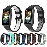 soft tpu watch strap dual color replacement watch band breathable bracelet for huawei band 7 smartwatch accessories