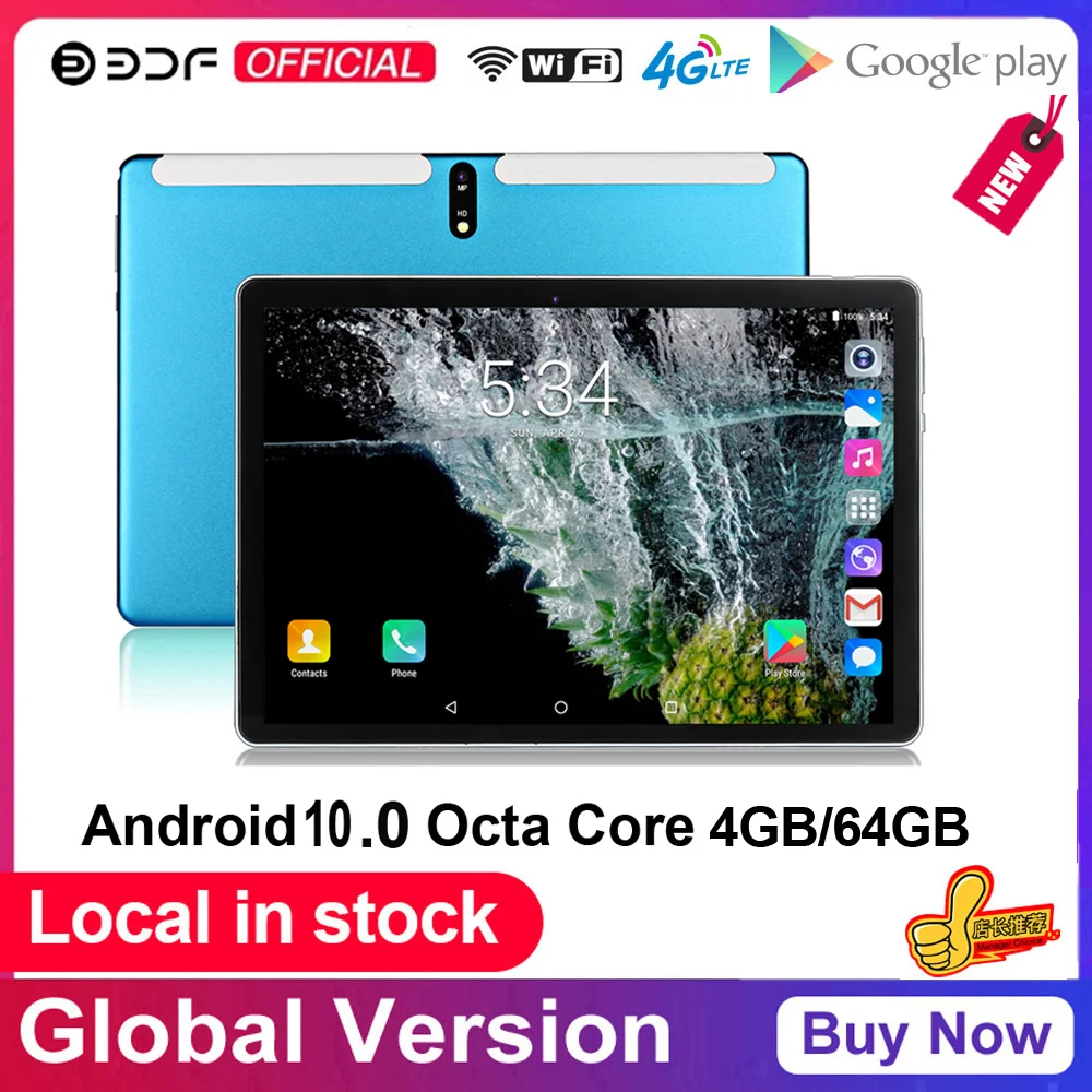 2022 New Tablet Pc 10.1 Inch Android 10.0 Tab Octa Core 4GB/64GB Google Play 4G LTE Phone Call WiFi Bluetooth GPS Tablets 10