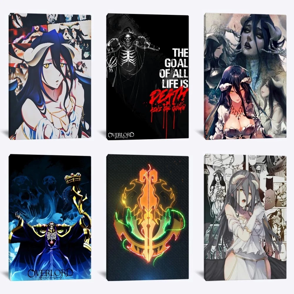 Модульная картина из аниме, Hd печать, логотип Overlord, Ainz Albedo Nazarick, картины, домашний декор, холст, плакат, настенное искусство для гостиной