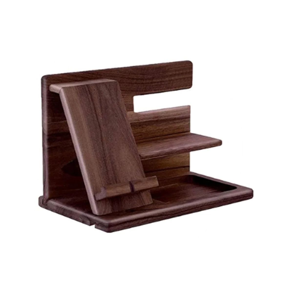 

Wooden Phone Docking Station Wallet Stand Watches Purse Holder Desk Organizer