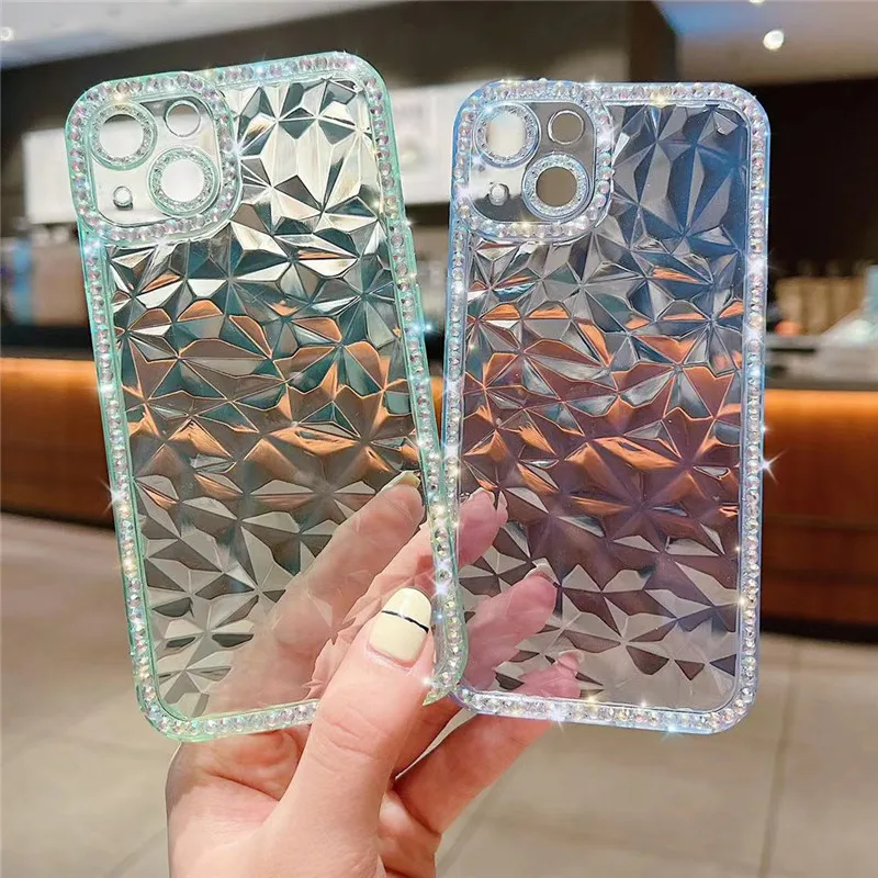

Lovebay Bling Rhinestone Diamond Case for Iphone14 11 12 13 Pro Max X XS XR 7 8 14Plus Glitter Camera Protection Soft Back Cover