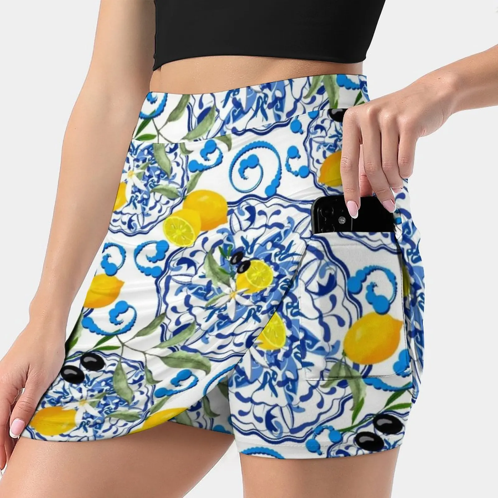 

Лето, цитрусовый, мозаичный фон, Средиземноморский стиль, женская юбка Y2K, летняя одежда 2022, юбка-брюки в стиле Kpop с