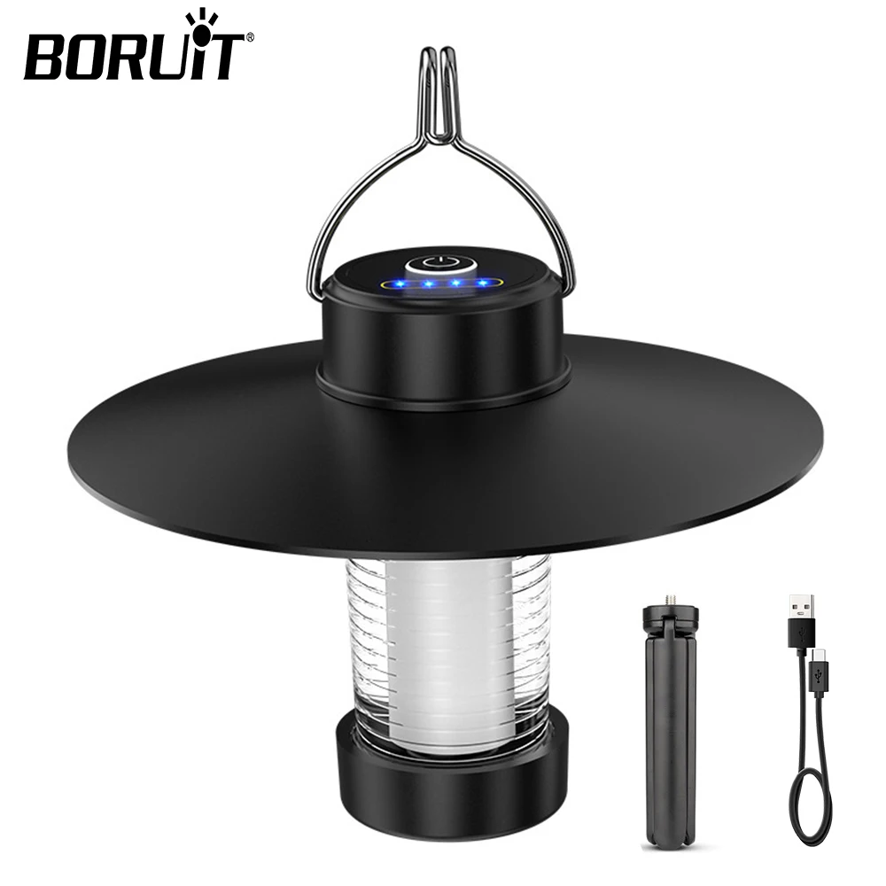 BORUiT Multi-function Camping Light Portable Outdoor Camping Lantern With Magnet Emergency Light Hanging Tent Light Work Lamp