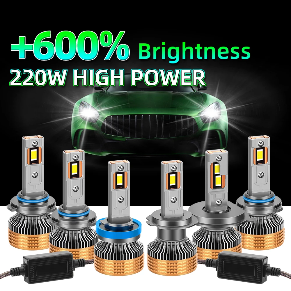 

Суперяркие Автомобильные Лампы Для Фар 6000K Белого Света H1 H7 H11 9005 HB3 9006 H4 С Турбо-вентилятором И 4 Медными Трубками