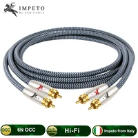impeto rca cable 6n occ single crystal 2rca to 2rca stereo audio subwoofer cable cord 24k gold plated connectorfor home theater