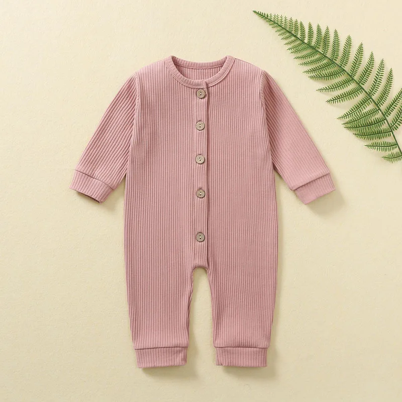 

INS Ribs New Fashion Baby Rompers Long Sleeved 100% Cotton Girl Boy Sleepsuits Newborn Sleepers Infantil Clothes Roupa De Bebe