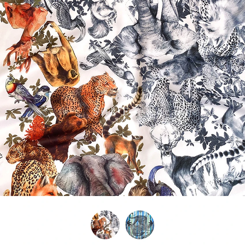 

Женский атласный шарф с рисунком животных 90x90