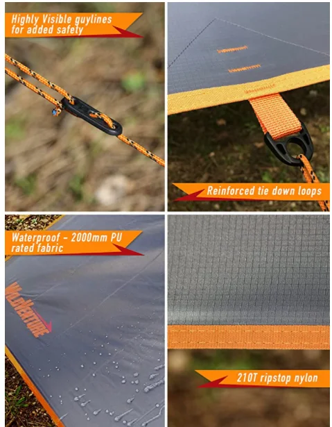 Палатки для кемпинга на природе брезент от дождя и мух 210T нейлоновый Рипстоп