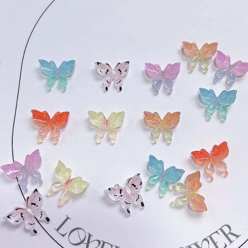 

30Pcs/set Random Color Resin Mixed Butterfly UV Light Variable Nail Decorations Korean Ins Style DIY Manicure Accessories