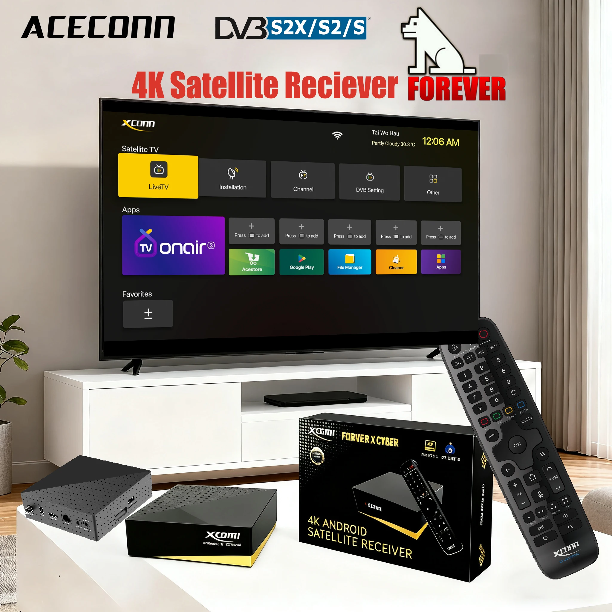 Фото 4K*Спутниковый ресивер Forever* XCONN Поддержка навсегда Функция X-CYBER 4 ГБ 32 ГБ IPTV Android Box с TVONAIR3 №2
