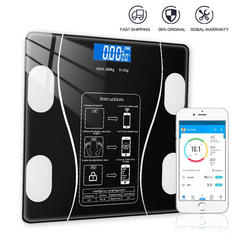 

Bluetooth Body Fat Scale Wireless Bathroom Floor Smart Electronic Digital Scale Balance Body Composition Analyzer Smartphone App