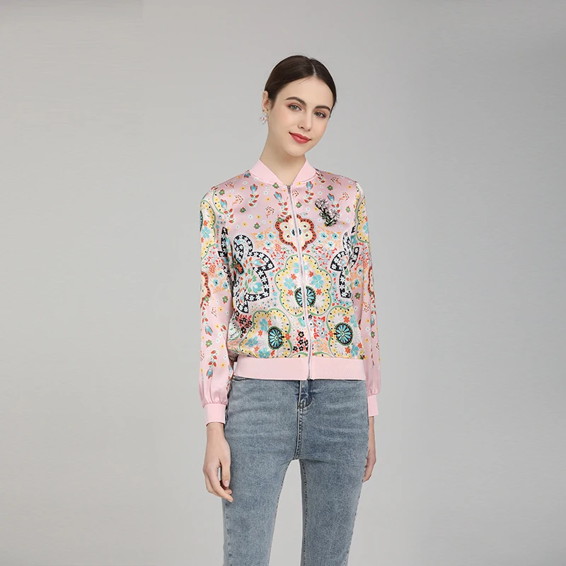 

MIUXIMAO 2022 New Summer Women's Clothing V-Neck Long Sleeve Slim Waist Printing Coat Fashion Elegant Office Style