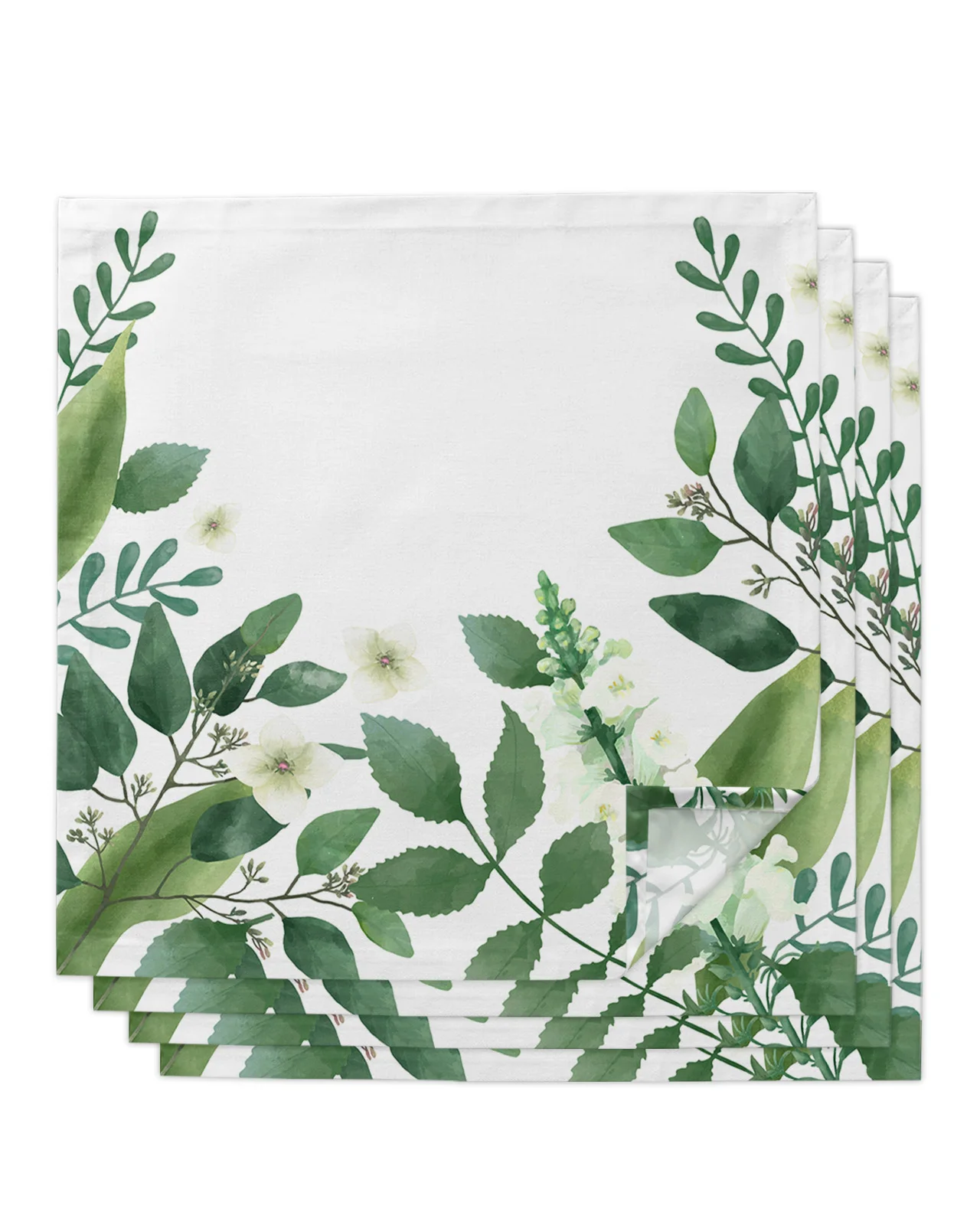 

4pcs Green Plant Leaves Square Napkins 50x50cm Table Napkin Party Wedding Decoration Table Cloth Kitchen Dinner Serving Napkins