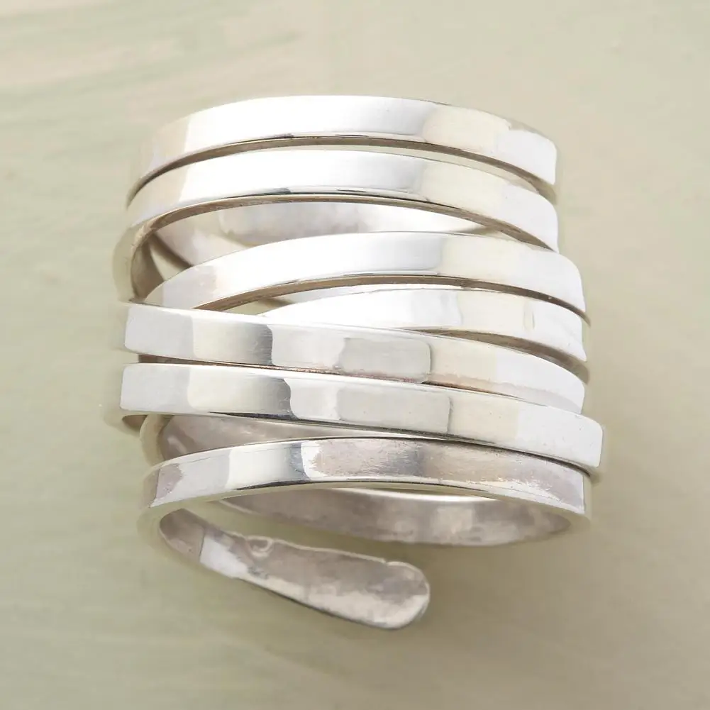 

Vintage Punk Rings for Womens Silver Color Mummy Bandage Wrapped Personality Design Accessories Multilayer Party Jewelry Ring