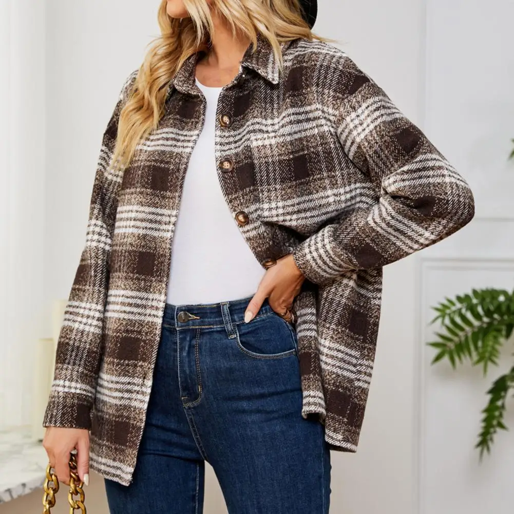 

Chic Color Matching Women Winter Coat Spring Coat Button Down Keep Warm