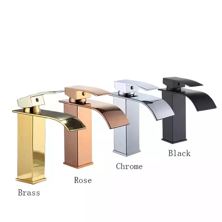 

High Quality Bathroom sink faucet Hot Cold Water Mixer Waterfall Basin Faucet,SUS304 Stainless Steel,Black,Gold,Rose gold,Chrome