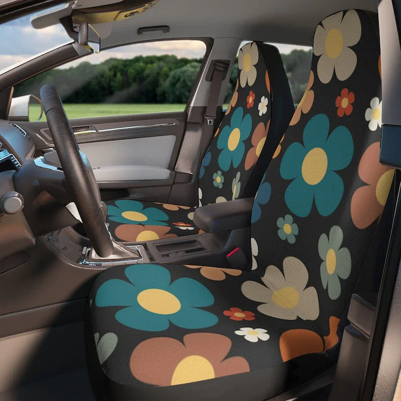 

Hippie Car Seat Covers Flower Power Car Seat Accessory Retro Mod Car Decor Van Seat Cover Vehicle Gift