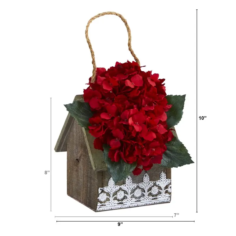 

Stunning Red Hydrangea Artificial Arrangement in Hanging Floral Planter, Decorations for Home, Office, Garden, Wedding Table Cen