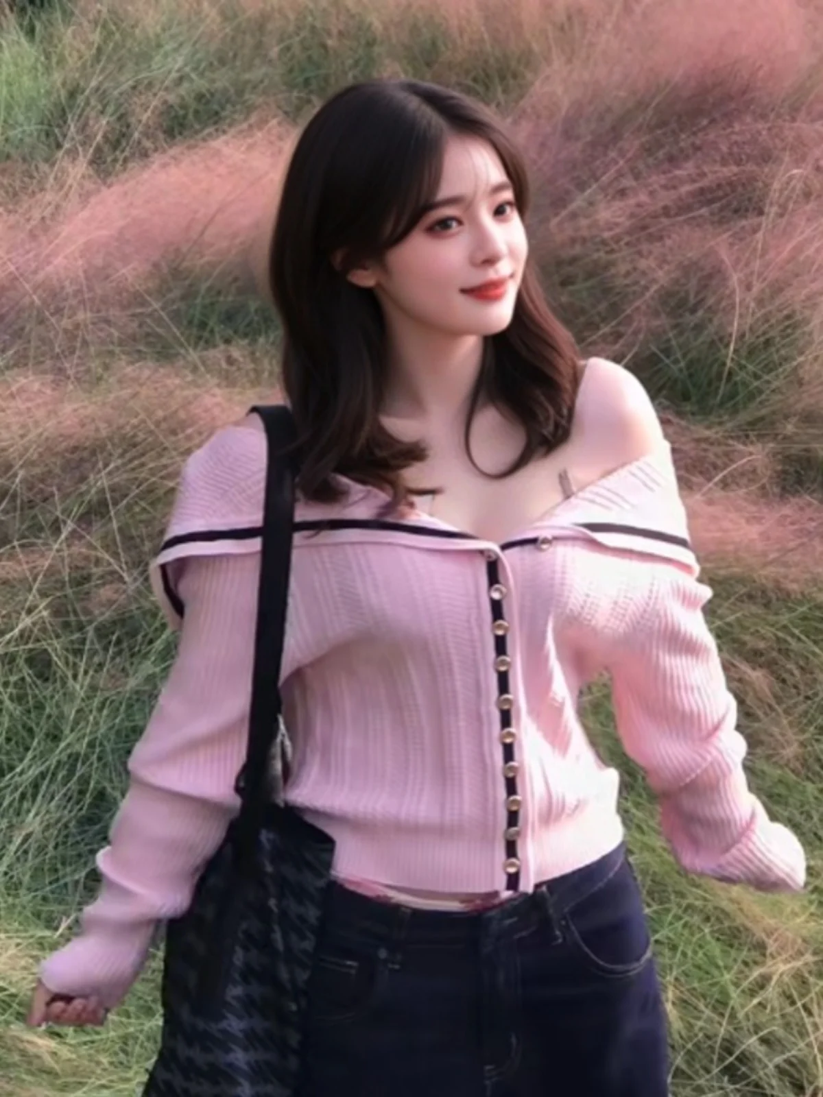 Корейская серия ранняя зимняя одежда свитер в стиле ретро джинсы костюм из двух