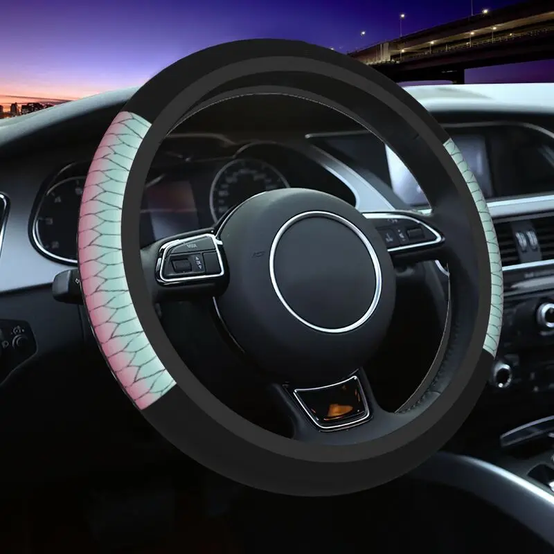 

Demon Slayer Shinobu Pattern Steering Wheel Cover for Women Kimetsu No Yaiba Steering Wheel Protector Universal 15 inch Car