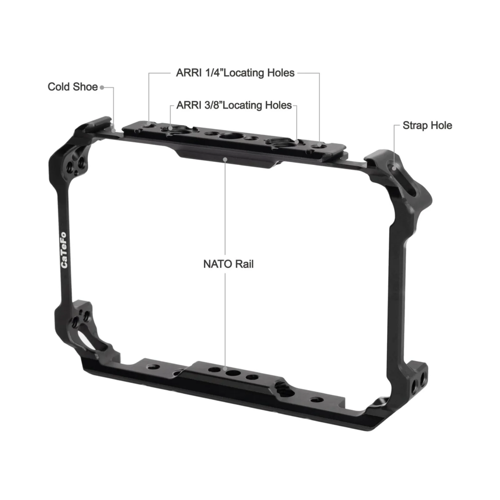 Фото Кейдж CaTeFo для мониторов Atomos Ninja V / Ninja V+ / Shinobi / ZATO Connect со встроенной направляющей NATO и креплением Cold Shoe №3