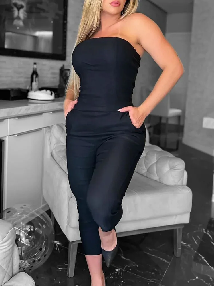 

MKDLUFI Bandeau Pocket Design Jumpsuit