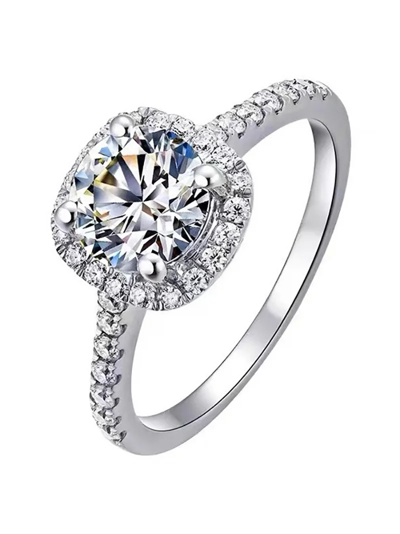 

Classic Round Square Package 1 Carat Eight Hearts and Eight Arrows Zirconia Imitation Moissanite Diamond Ring for Women