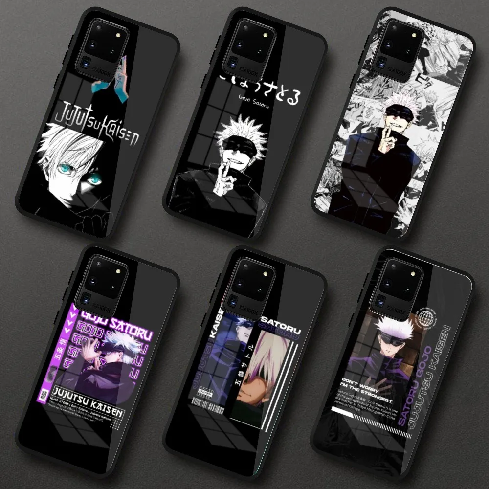 JJK Satoru Gojo Mobile Cell чехол для телефона Samung S23 S22 S21 Pro Ultra A13 A33 A53 NOTE 20 PC Glass Phone Cover Funda