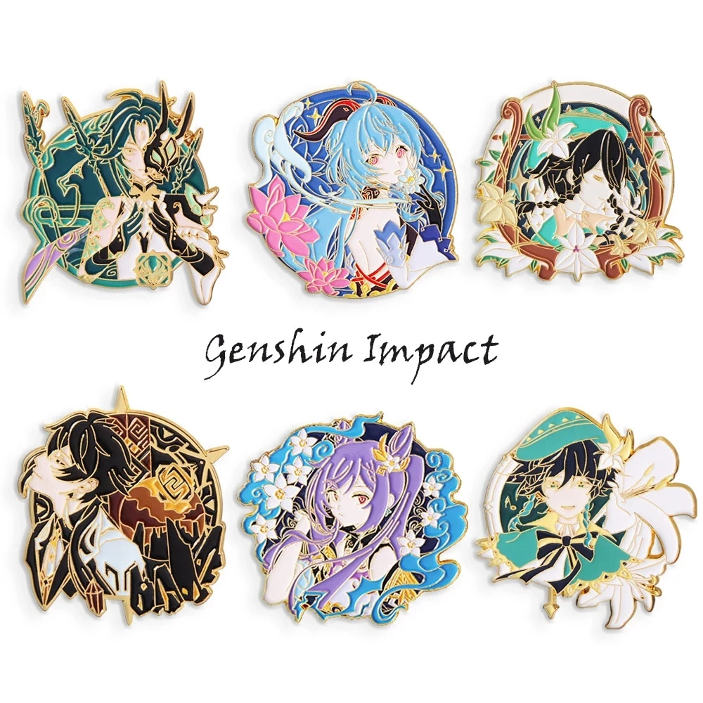 

Games Genshin Impact Brooches Venti Keqing Tartalia Pin Enamel Cosplay Badges Button Accessories Clothes Backpacks Decorat