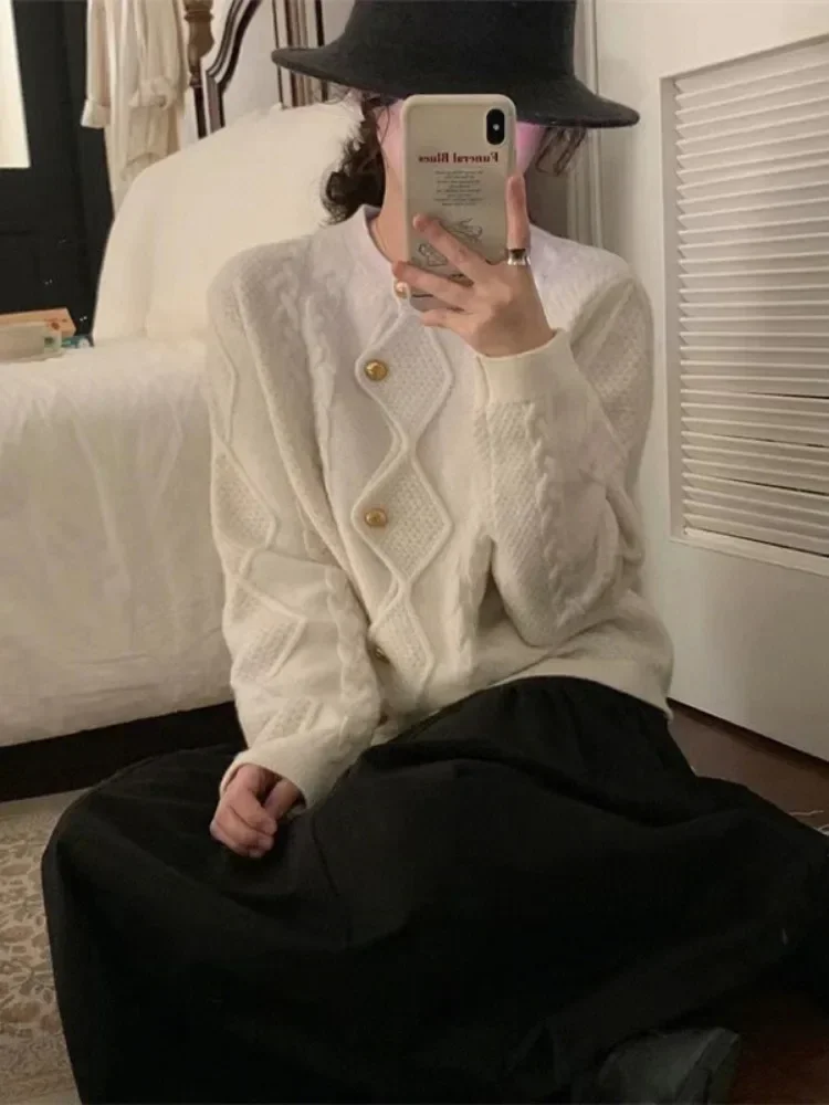 Осенний кардиган свитера женский свитер нестандартной формы однобортный