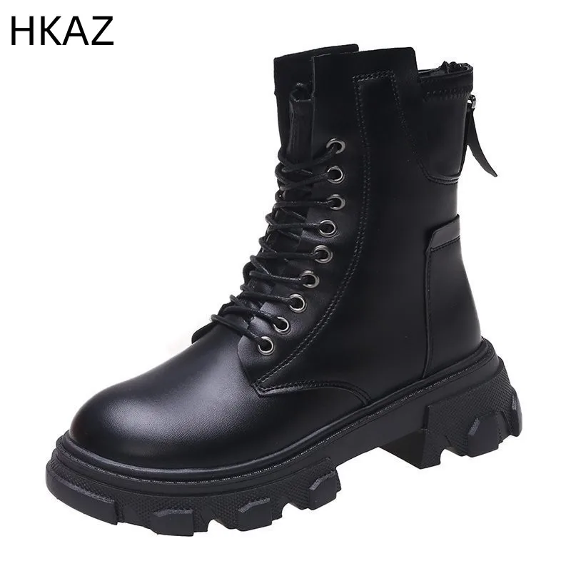 

Женские ботинки с круглым носком на толстой подошве, удобные износостойкие Нескользящие модные классические популярные модели на весну и осень