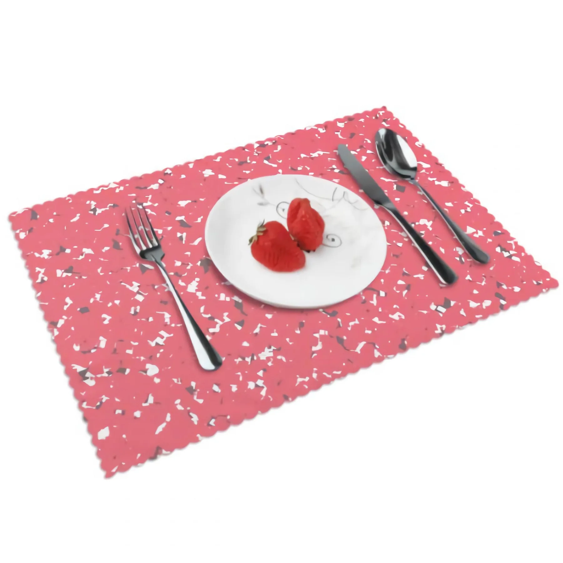 

Plain Coloured Point Placemats for Dining Table Set of 4 Rectangular Heat Resistant Washable Place Mat