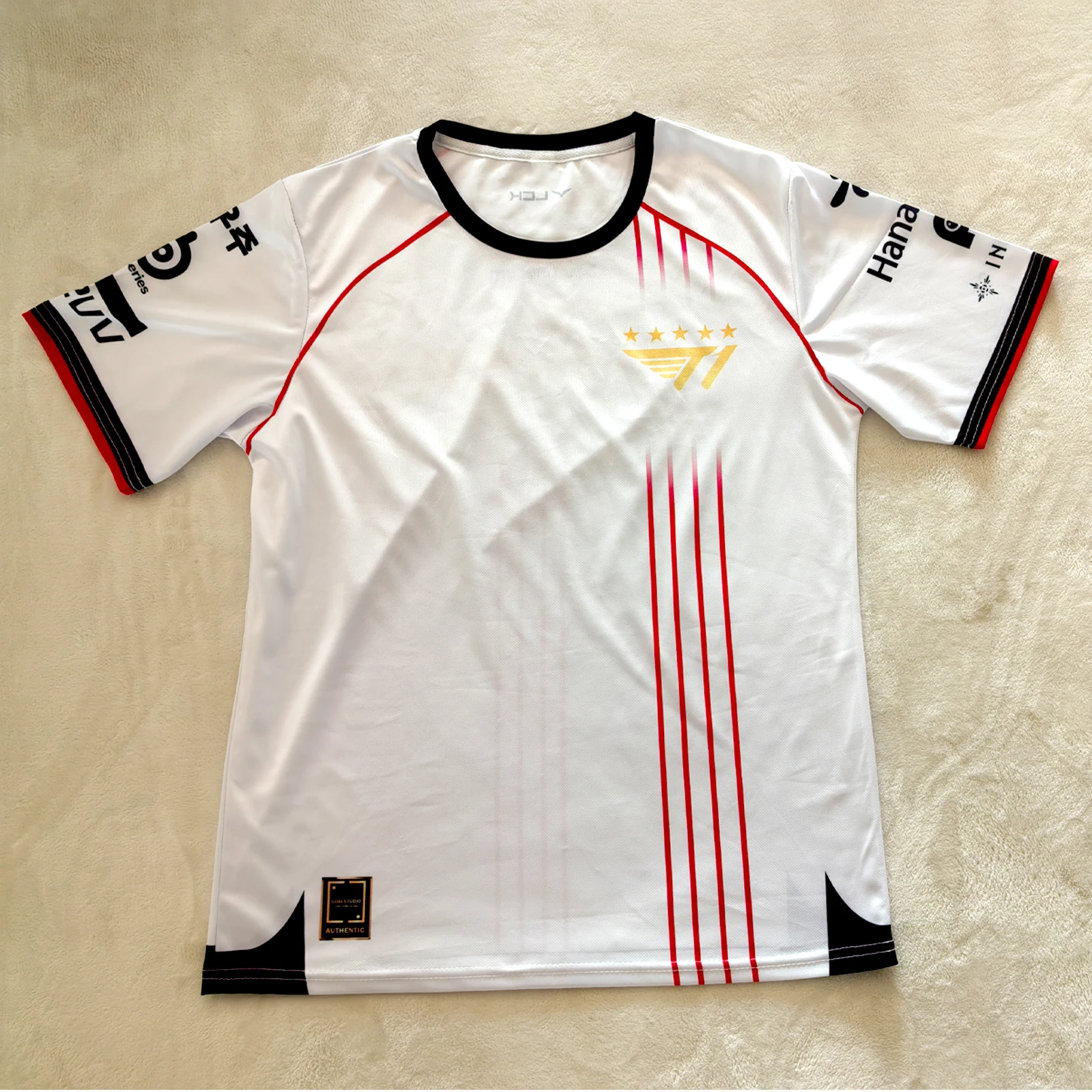 2024 T1 Championship Five-Star Commemorative Team Jersey E-sports World Finals T-shirt LOL Faker ZOFGK Gold Print Top