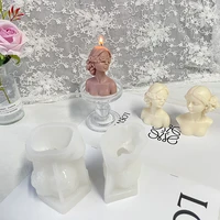 beautiful wreath girl candle silicone mold for handmade desktop decoration gypsum epoxy resin aromatherapy candle silicone mould