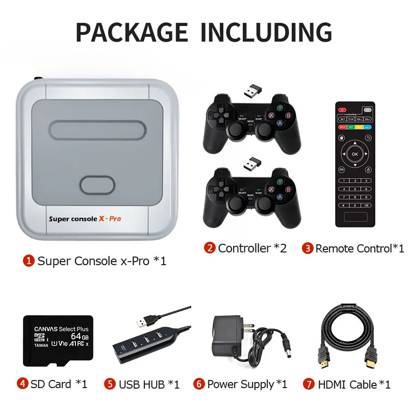 Retro WiFi Super Console X Pro 4K HD TV Video Game Consoles For PS1/PSP/N64/DC With 50000+ Games With 2.4G Wireless Controllers