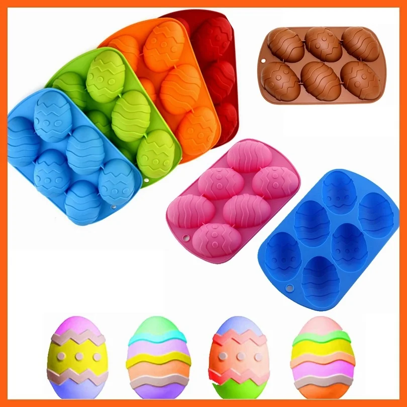 

Silicone Easter cake mold family baking tools 6-link colored egg cake mold DIY colored eggs