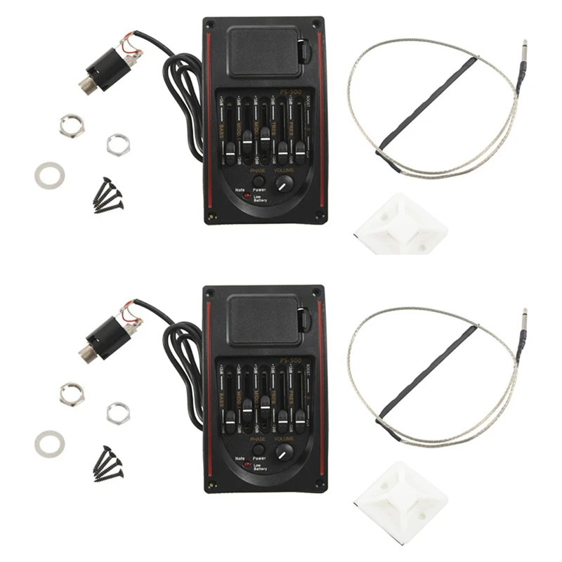 

2X 5-Band Tone Controls EQ Equalizer Tuner PS-500 5-Band Acoustic Guitar EQ Preamp Equalizer Pickup Acoustic Guitar