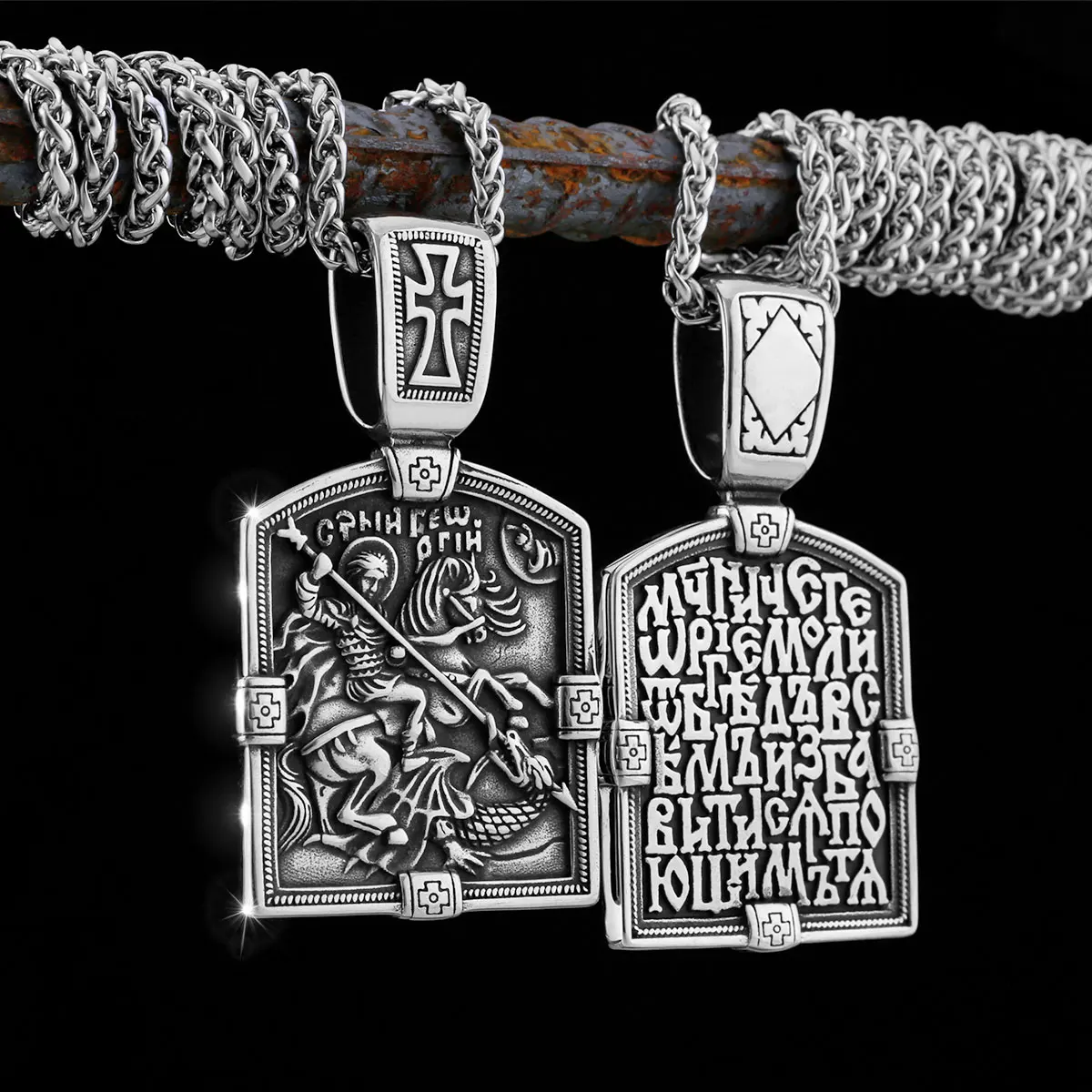 

Men's Stainless Steel Vintage Viking Necklace Religious Belief Jesus Odin Valknut Fashion Pendant Warrior Shield Amulet Jewelry