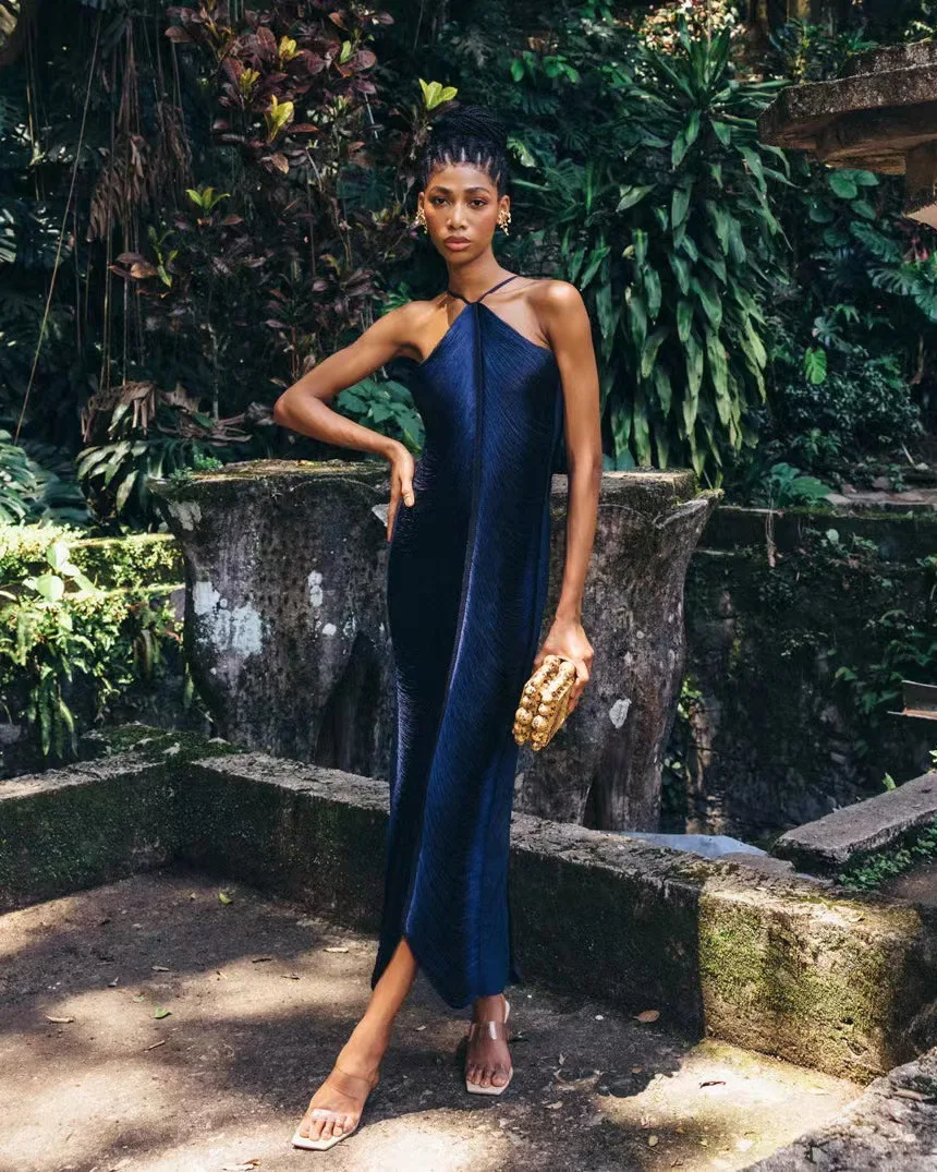 Women Fashion Tassels Party Dress Halter Backless Prom Evening Dress Elegant Slim Waist Sexy Nightclub Dresses