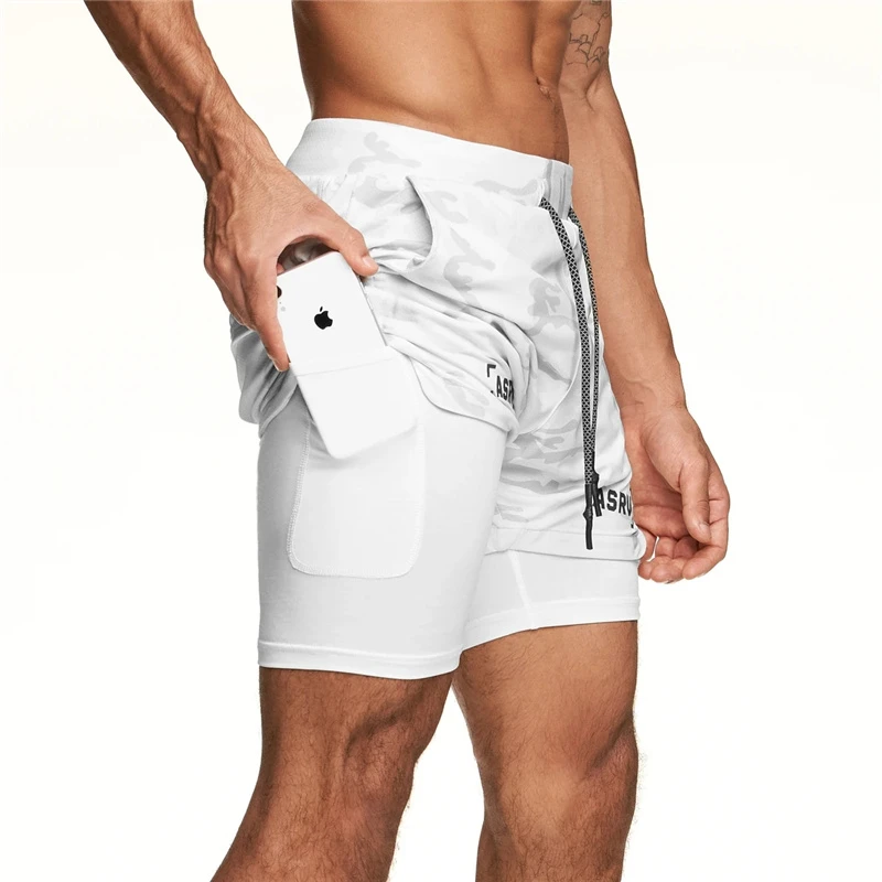 

Men Gym Shorts Fitness Running Shorts 2 In 1 Camo Bodybuilding Sport Shorts Men Dry Fit Training Male Gym Shorts Jogging