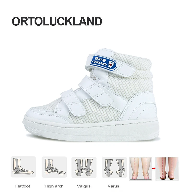 Ortoluckland Toddler Girl Shoes Children Boys Orthopedic Sneaker Kid Baby Demi Chunky Casual White School Ankle Boots 2 to 8 Age