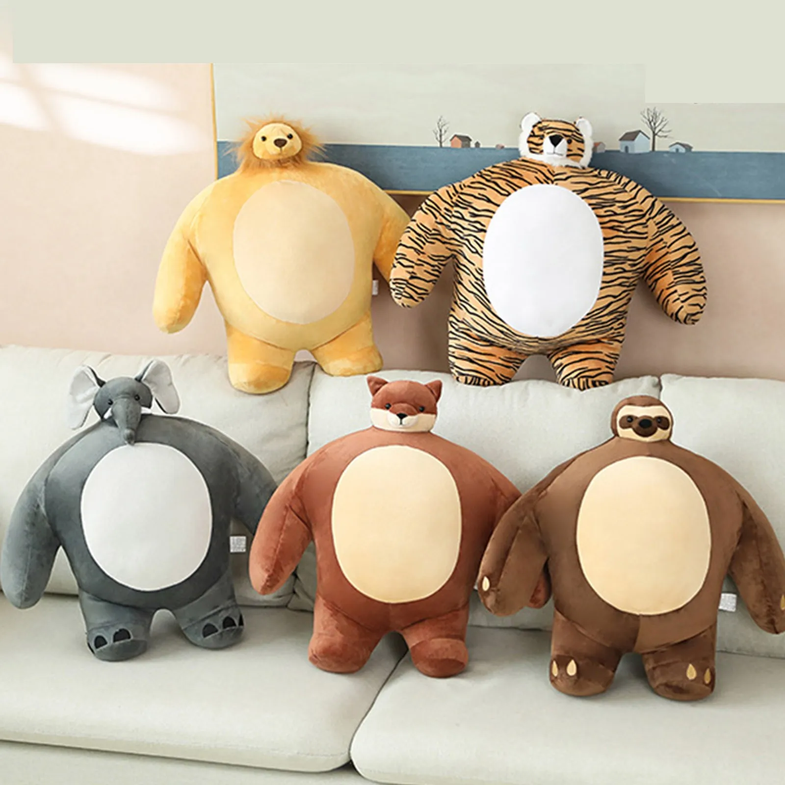 2022 Cute Chubby Animal Plush Toys Kawaii Panda Lion Tiger Stuffed Soft Pillow Plushie Fat Dwen Dwen Doll For Kids Girls Adult
