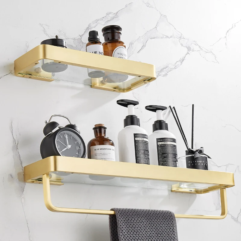 Матовая Золотая стеклянная полка для ванной комнаты искусственная с держателем