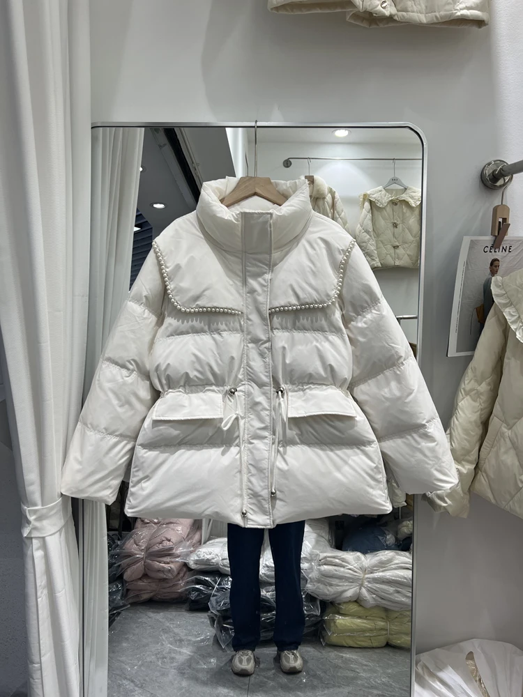 Korean Winter Women Thick Warm Short Down Parkas Casual Female Stand Collar 90%white Duck Down Coat Snow Outwear