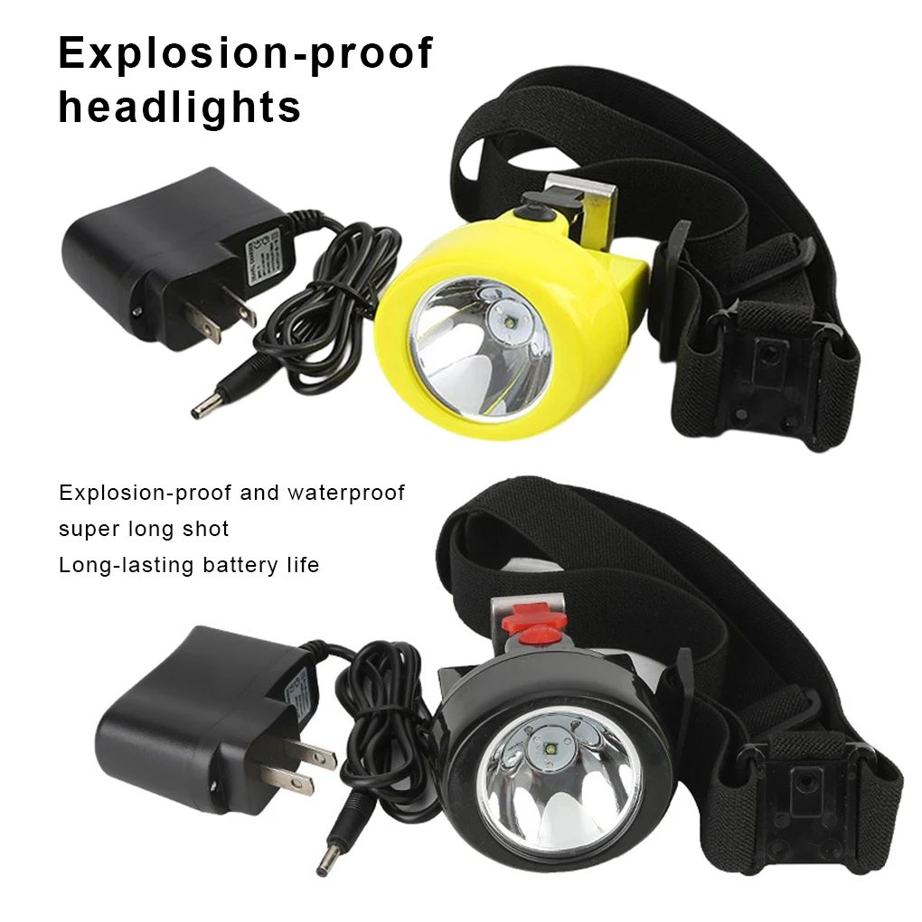 

ABS Headlight Professional Blast-proof Battery Powered XPE IP54 Waterproof Button Control Caving Headlamp Yellow 3W